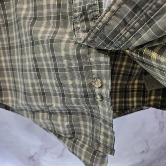 Carhartt Shirt Mens Large Short Sleeve Button Up Plaid Green Collared - Picture 10 of 13